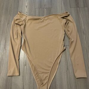 Chic Off-Shoulder Tan Bodysuit